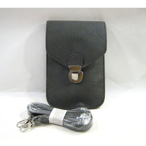 Dark Gray Vegan Crossbody Handbag Cell Phone Passport Holder Travel Pouch